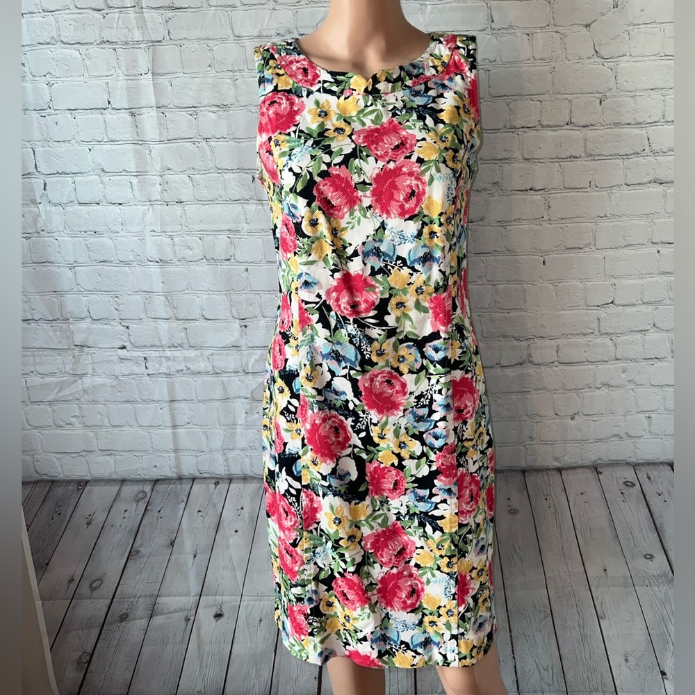 Talbots Petites Pink, Blue & Yellow floral dress size 12P